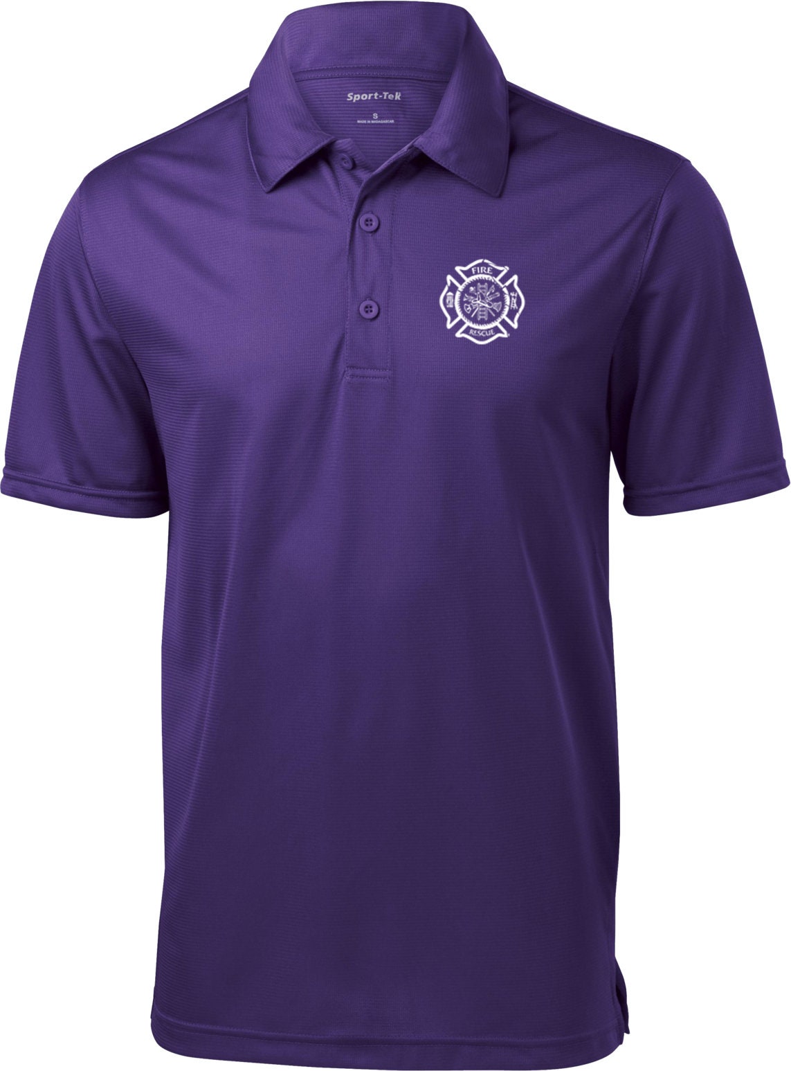 【AFB】REBEL POLO SHIRTS PURPLE Retired Firefighter Fire Rescue Pocket Print Men's Textured