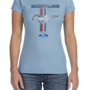 Ladies Ford Mustang Shirt Mustang Stripe Crewneck Tee T-Shirt 13732D1-1001