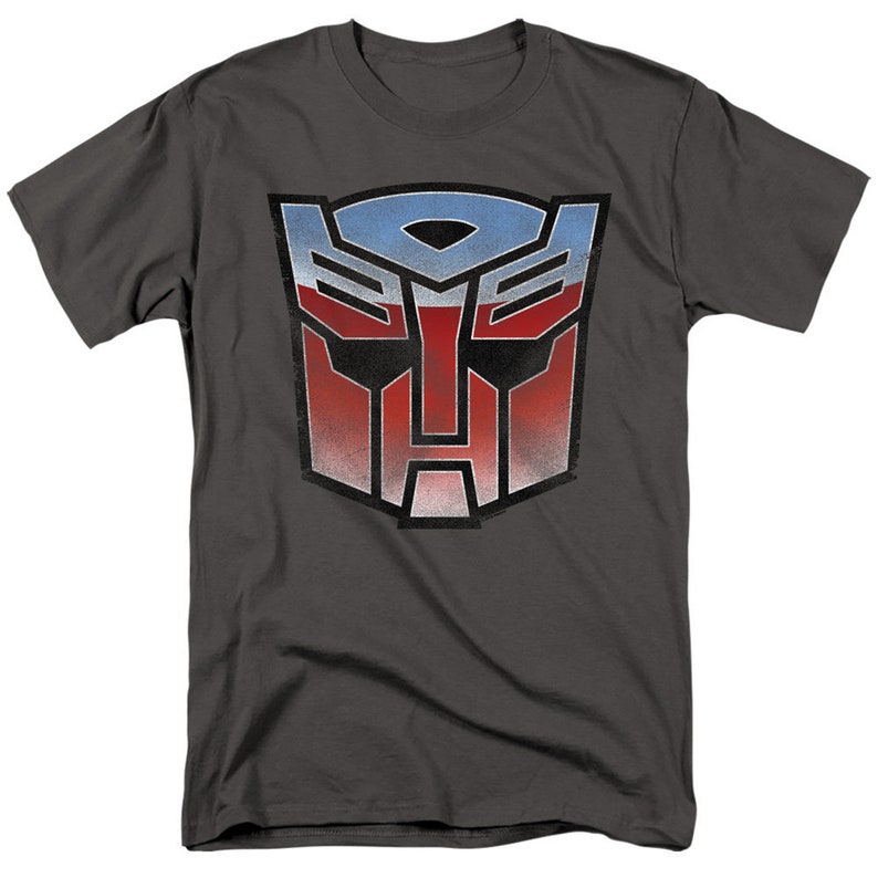 Transformers Blue and Red Autobot Logo Charcoal Shirts image 1