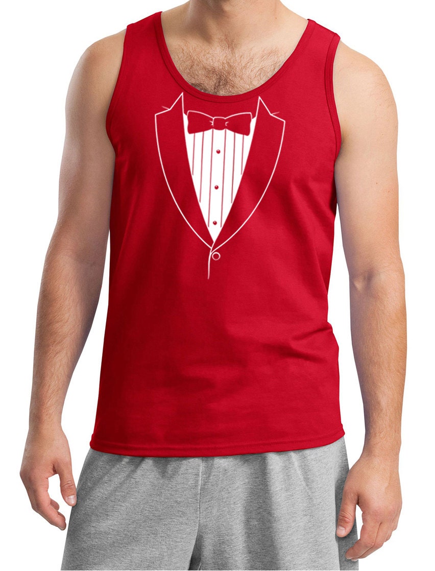 Men's Funny Tanktop Basic White Tuxedo Groomsmen Tank Top BASICWHITE-2200