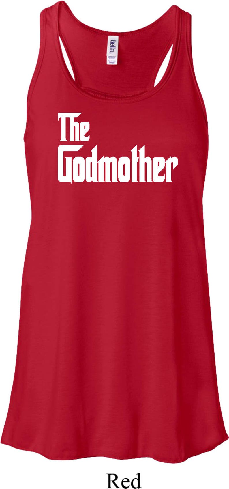 The Godmother White Print Ladies Flowy Racerback Tank Top WGODMOTHER-8800