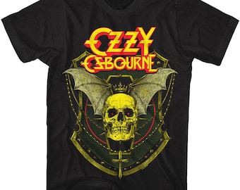Ozzy Osbourne Crowned Skull Winged Logo Black Shirts