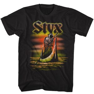 Styx Black Shirt Ferryman Officially Licensed Band Tee Classic Rock Music Merch