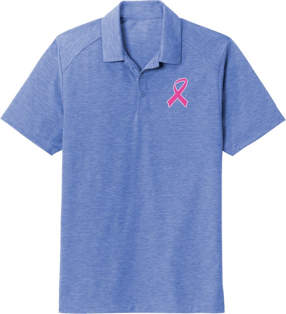 Breast Cancer Awareness Pink Ribbon Pocket Print Men\'s Tri-blend Wicking Polo  Shirt RIBBON-PP-ST405 - Etsy