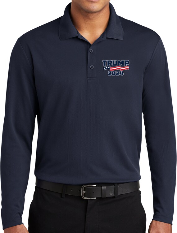 Donald Trump 2024 Chest Print Men's Racer Mesh Long Sleeve