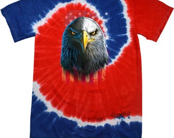 Eagle Stare Patriotic Tie Dye Tee T-shirt 20412D0-1000P - Etsy
