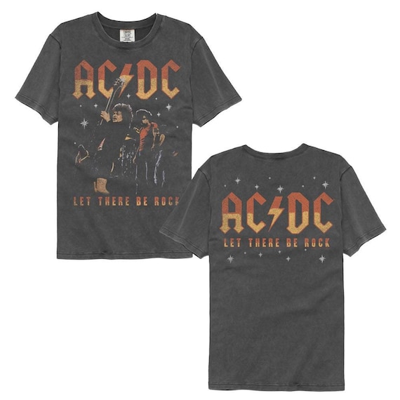 AC/DC Let There Be Rock Adult Front & Back Charcoal Grey Shirt - Etsy