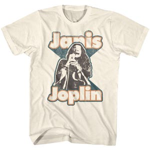Janis Joplin Distressed Singing Photo Natural Shirts
