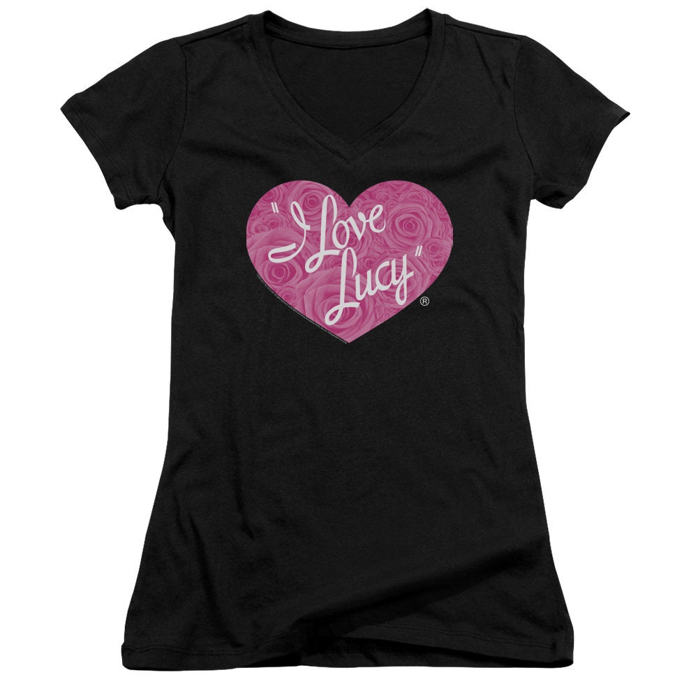 Discover I Love Lucy Floral Logo Juniors and Women Black T-Shirts