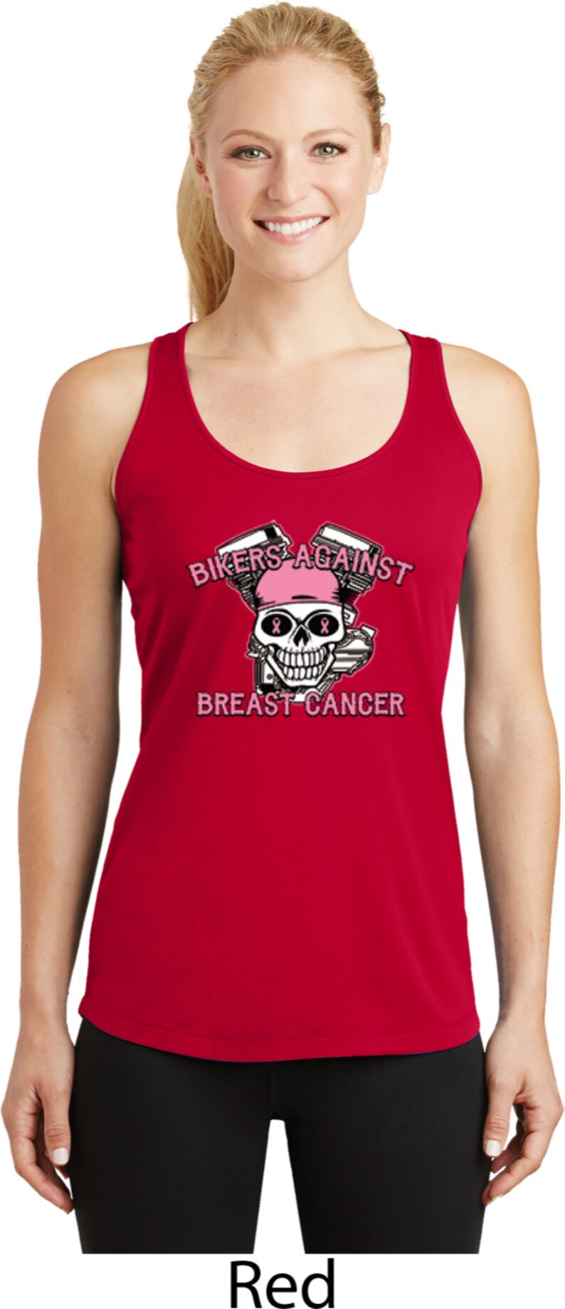 Bikers Against Breast Cancer Ladies Breast Cancer Awareness Dry Wicking Racerback 17858-LST356 image 7