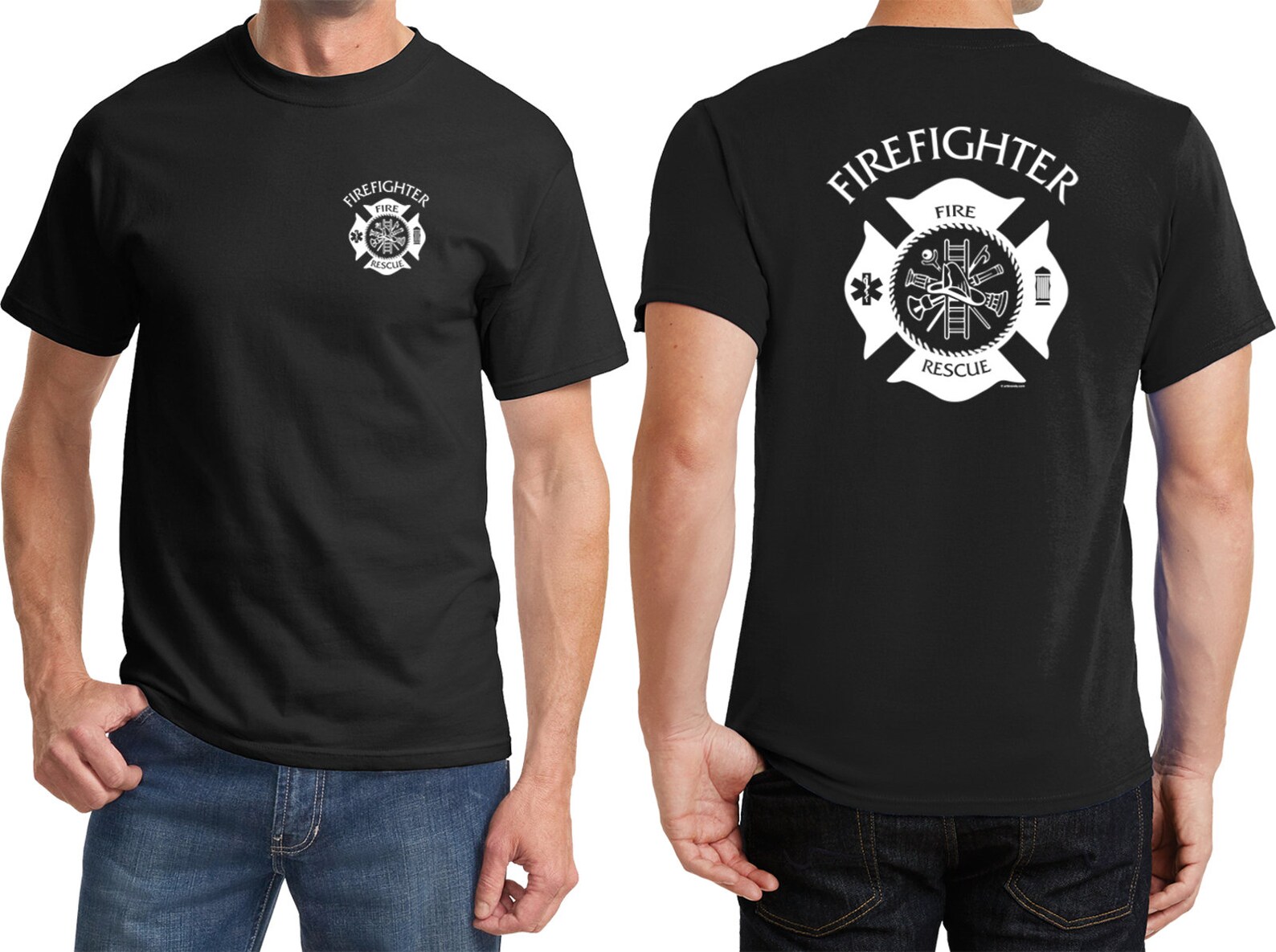 Firefighter Fire Rescue Front & Back Print Tee T-shirt - Etsy