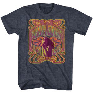 Janis Joplin Psychedelic Photo Heather Navy Blue Shirt