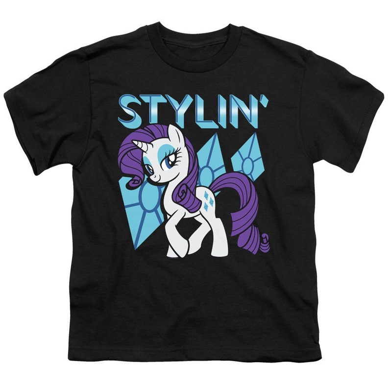 My Little Pony Stylin Kid/'s Black T-Shirts