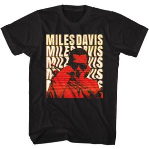 Miles Davis Warped Text Logo Black Shirts