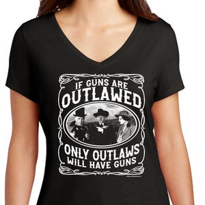 The Three Stooges Outlaws Ladies Tri-Blend V-Neck Shirt 26281ED2-DM1350L