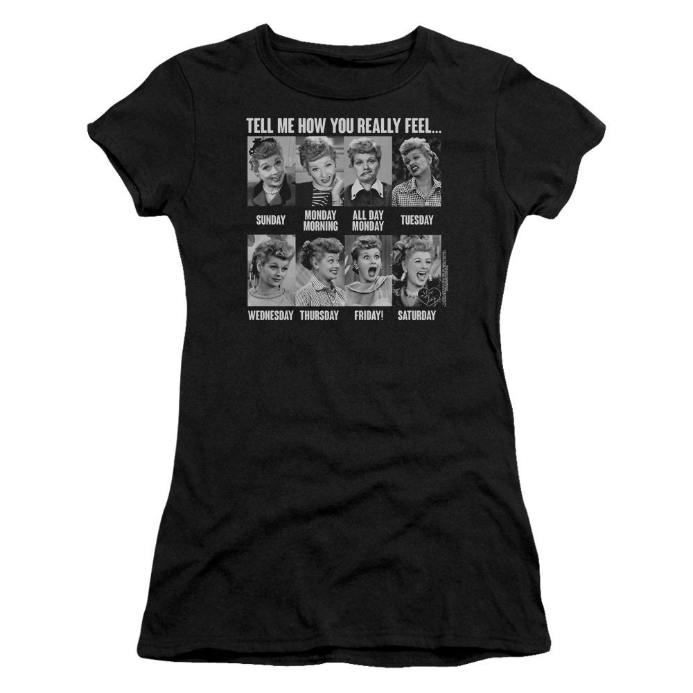 Discover I Love Lucy Tell Me How You Really Feel Juniors and Women Black T-Shirts