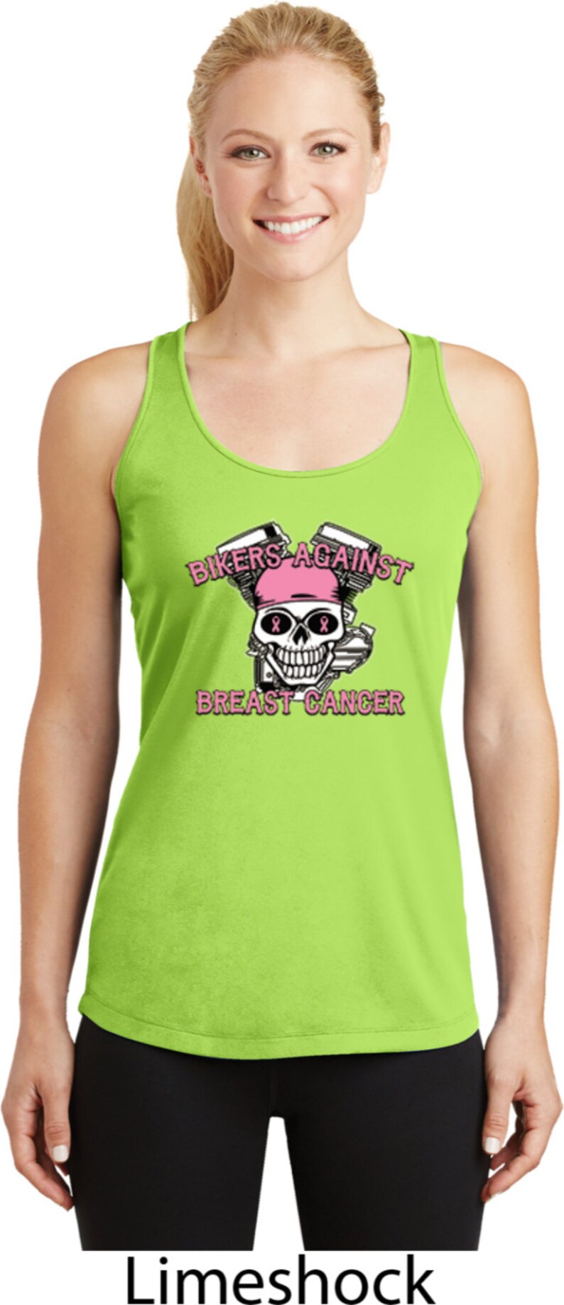 Bikers Against Breast Cancer Ladies Breast Cancer Awareness Dry Wicking Racerback 17858-LST356 image 3