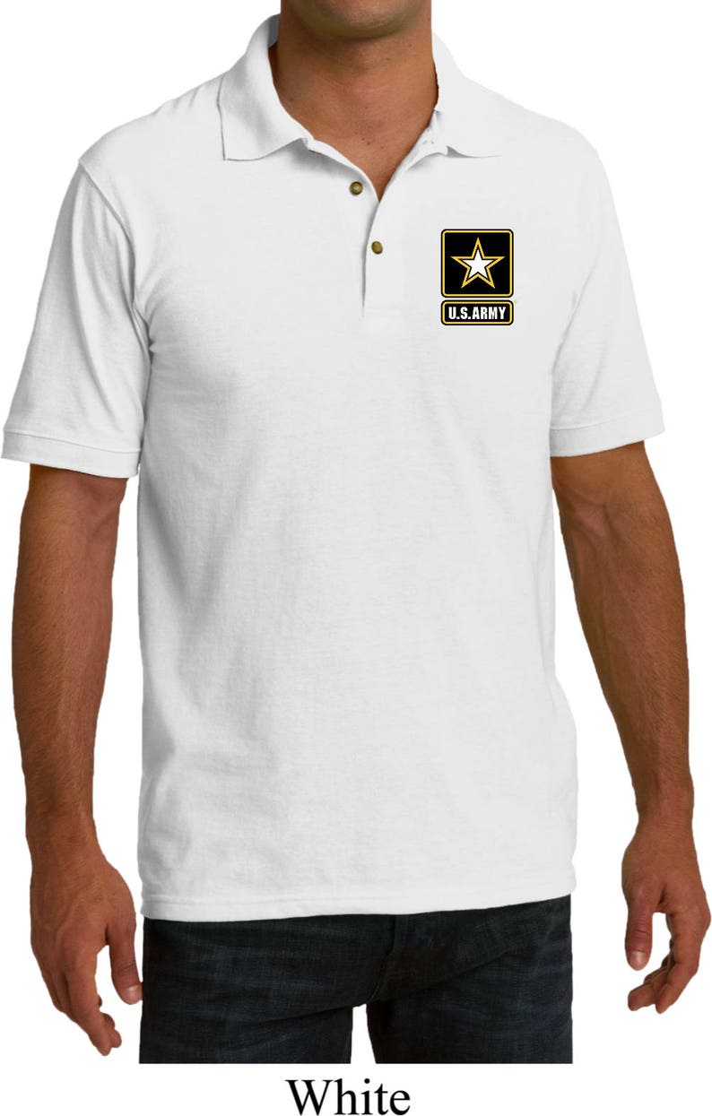 Men s US Army Pocket Print Pique Polo Tee T Shirt Etsy