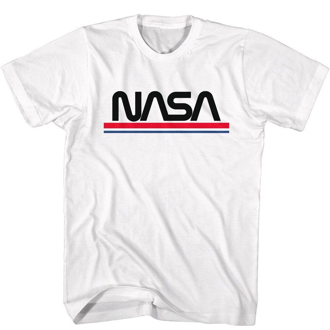 NASA Red White and Blue Worm Text White Shirts - Etsy
