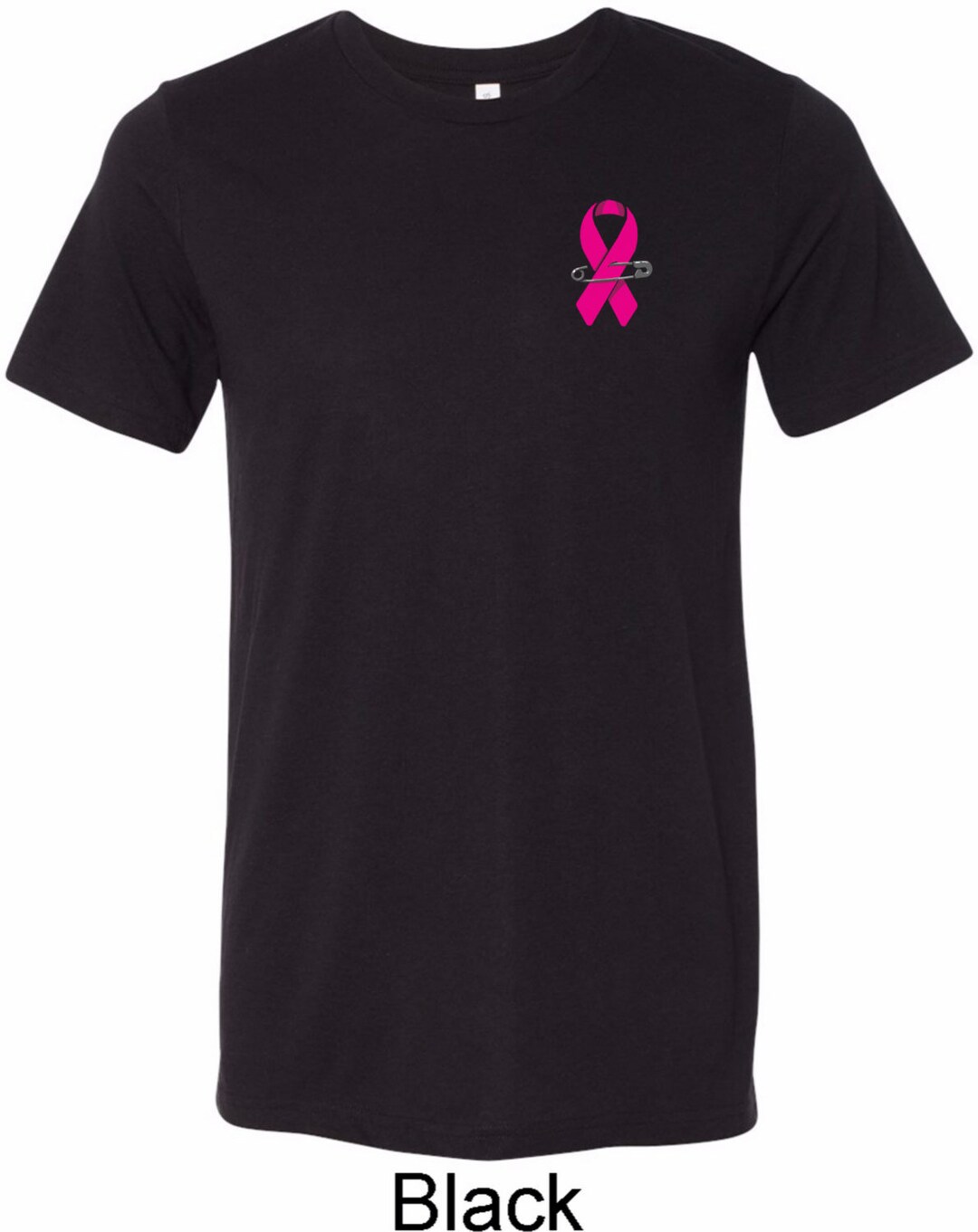 Pink Ribbon Pin Pocket Print Adult Breast Cancer Awareness Tri Blend ...