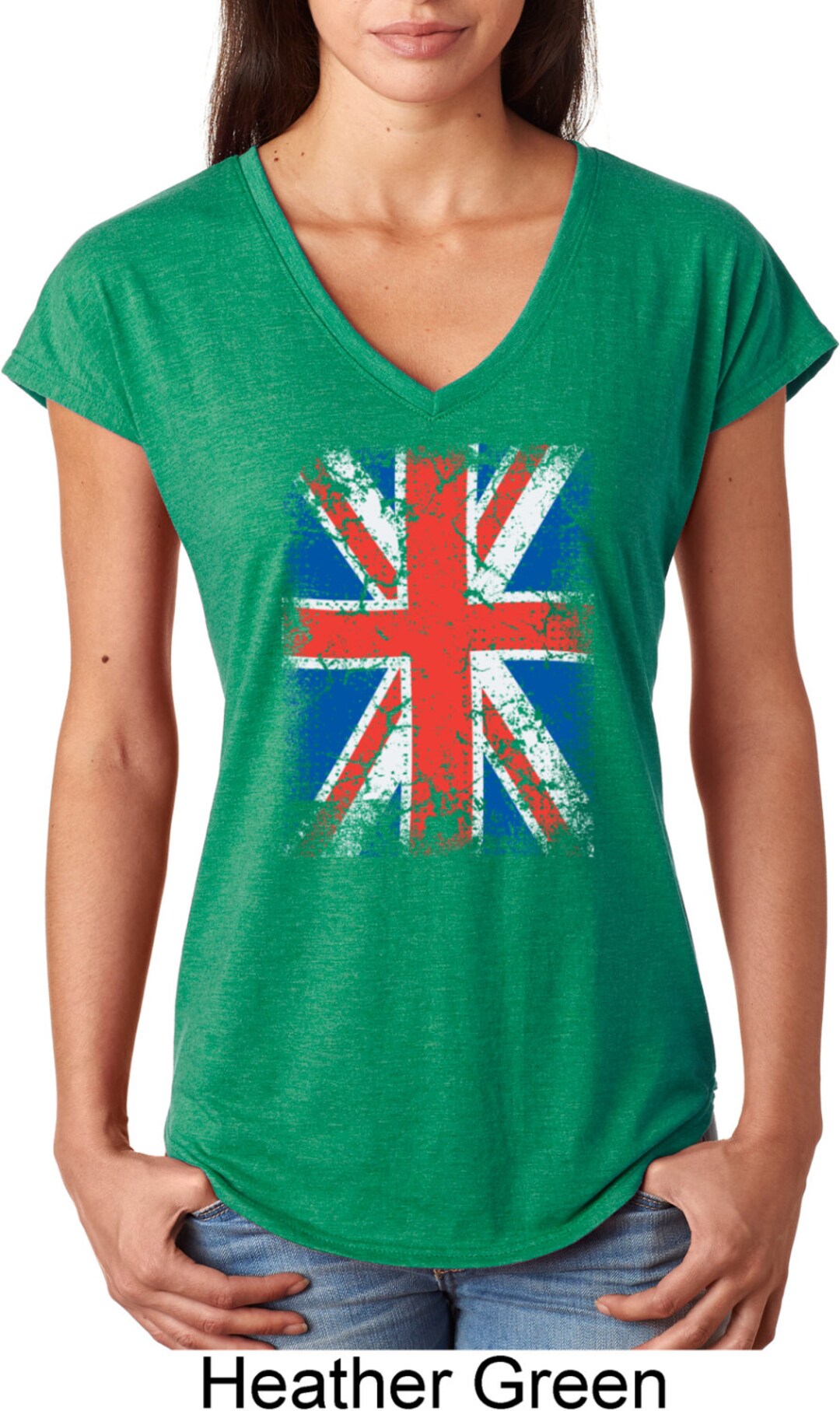 Distressed Union Jack Ladies Tri-blend V-neck Tee T-shirt - Etsy