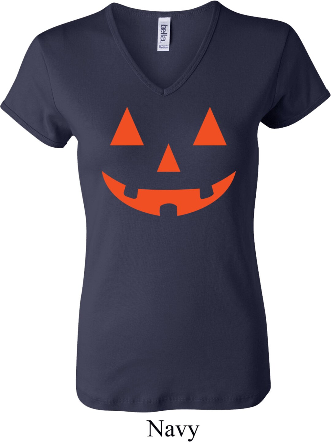 Ladies Halloween Orange Jack O Lantern V-neck T-shirt - Etsy