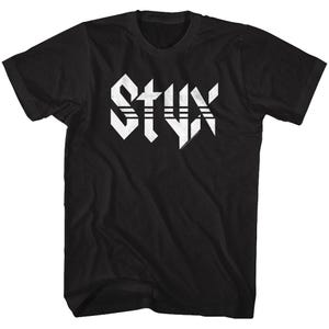 Styx Black Shirt – Officially Licensed Rock Band Tee with Classic White Styx Logo