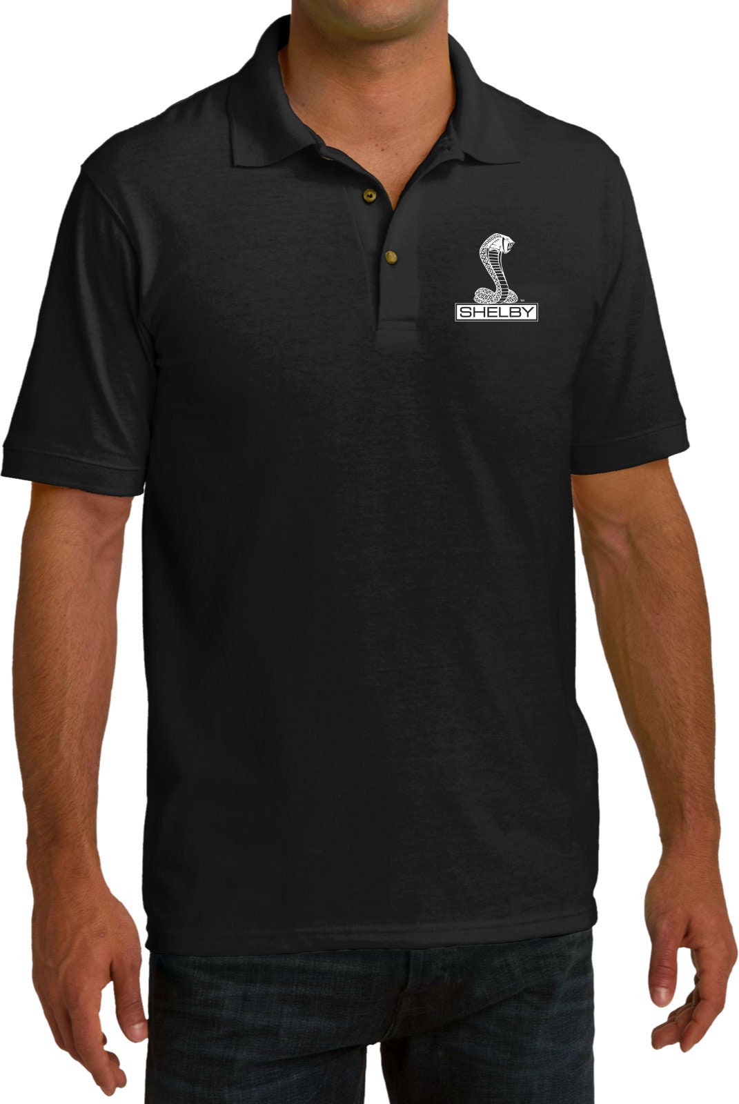 Shelby Cobra Pocket Print Men's Pique Polo Tee T-shirt