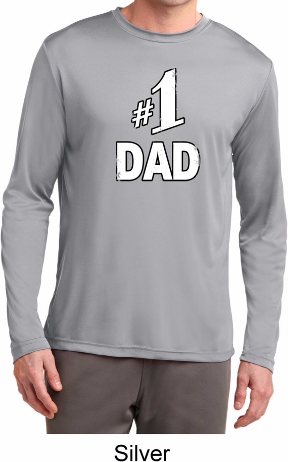 Number 1 Dad Men's Moisture Wicking Long Sleeve T-shirt-1dad