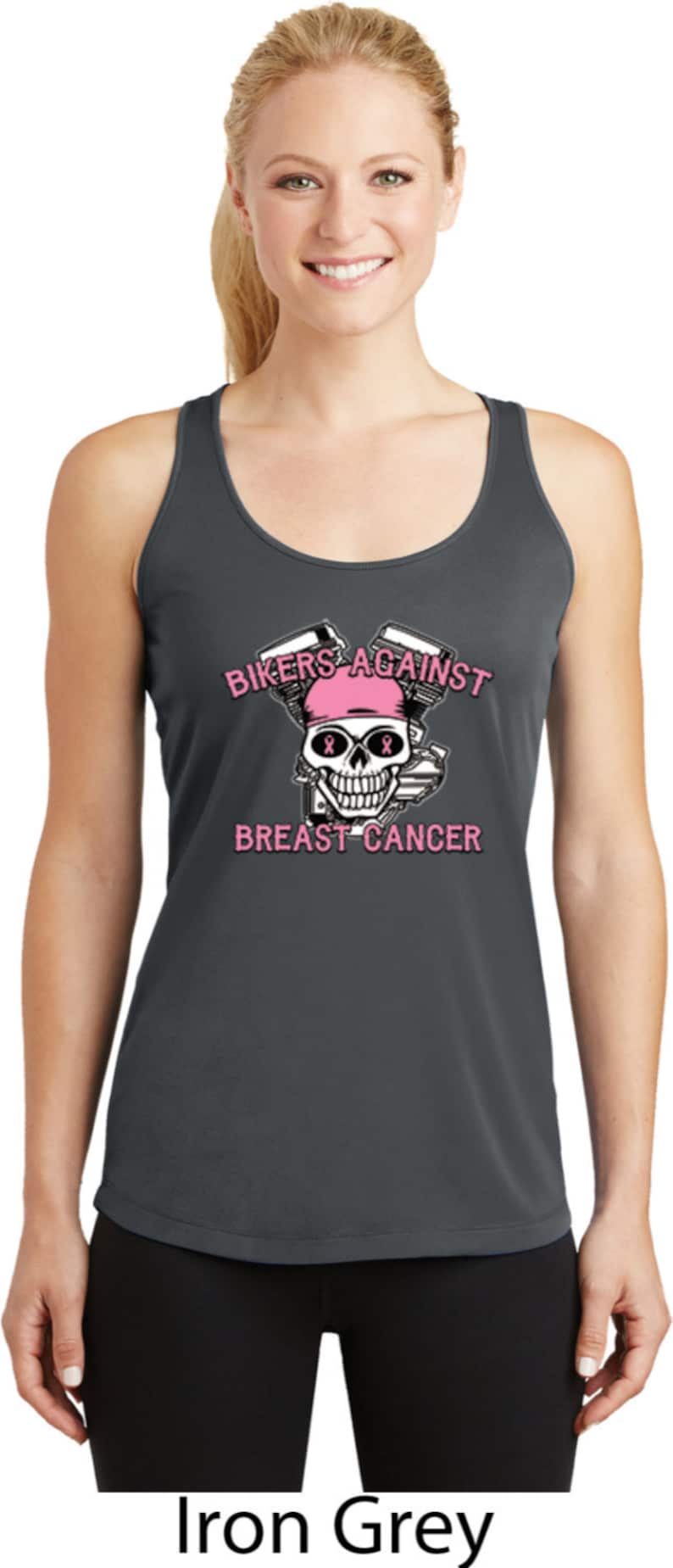 Bikers Against Breast Cancer Ladies Breast Cancer Awareness Dry Wicking Racerback 17858-LST356 image 1