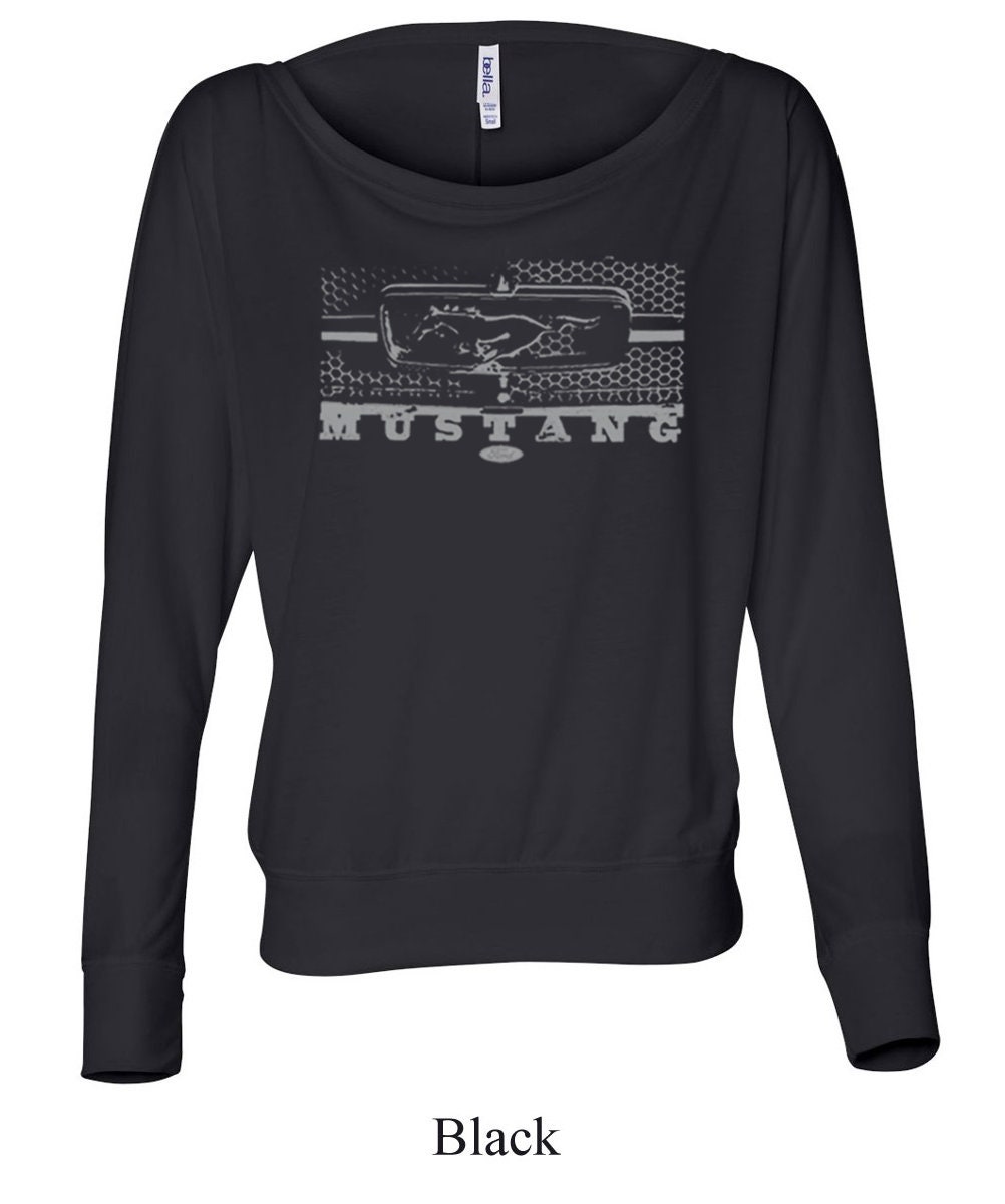 Vintage mustang distressed off shoulder top