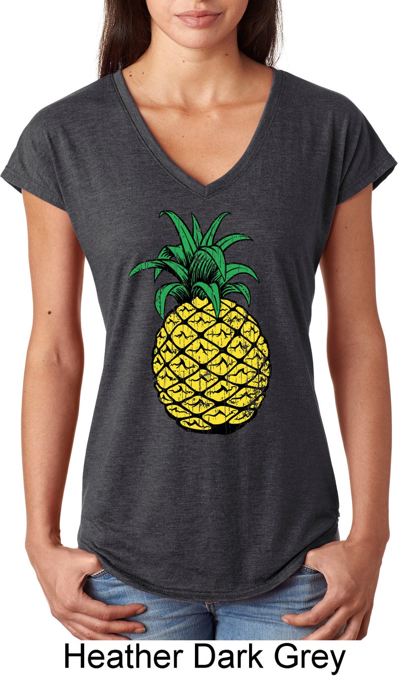 Ladies Distressed Pineapple Tri-Blend V-Neck Shirt | Etsy