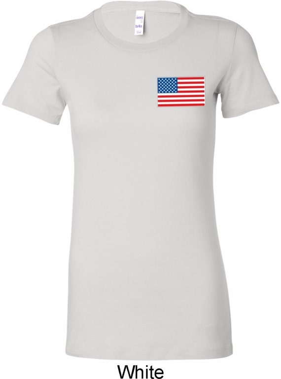 US Flag Pocket Print Ladies Longer Length Tee T-Shirt | Etsy