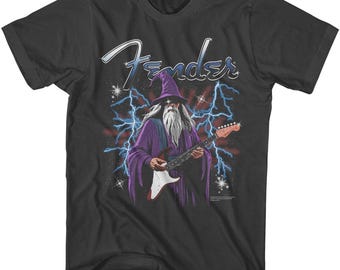 Fender Wizard Playing Strat Charcoal Grey Shirt