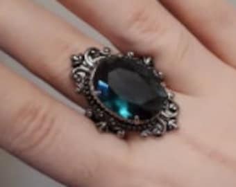 Sapphire Blue Cocktail Ring. Victorian Style Ring.