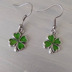 Shamrock Earrings. Four Leaf Clover Earrings.