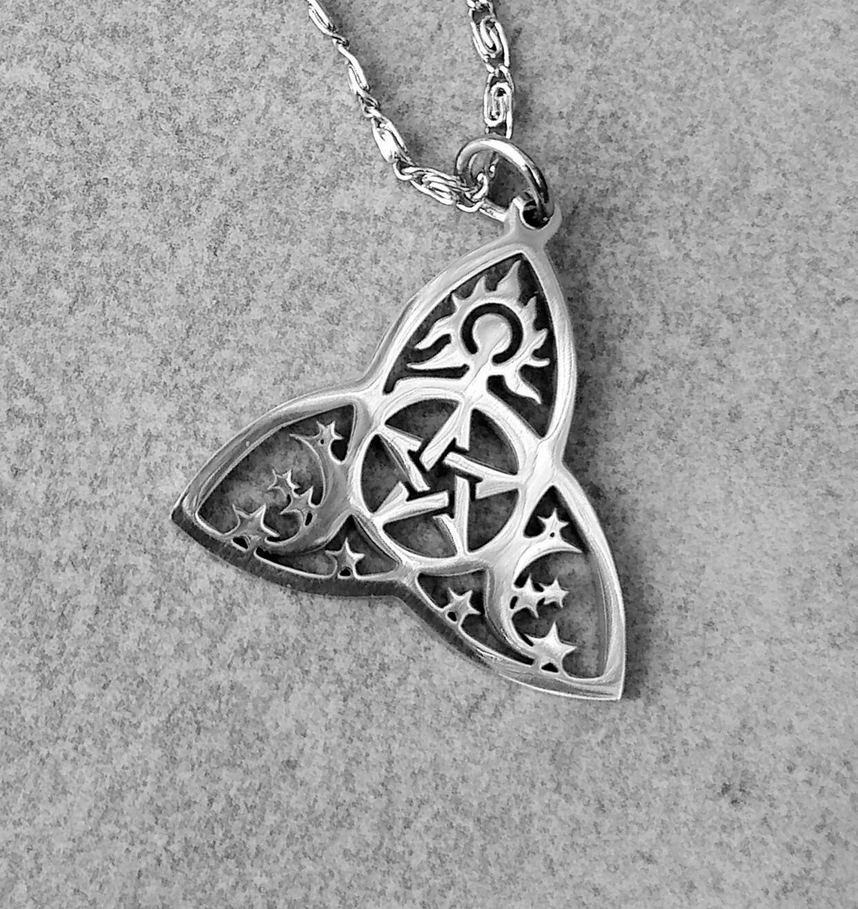 Trinity Knot Necklace. Silver Trinity Knot With Moon Stars Etsy