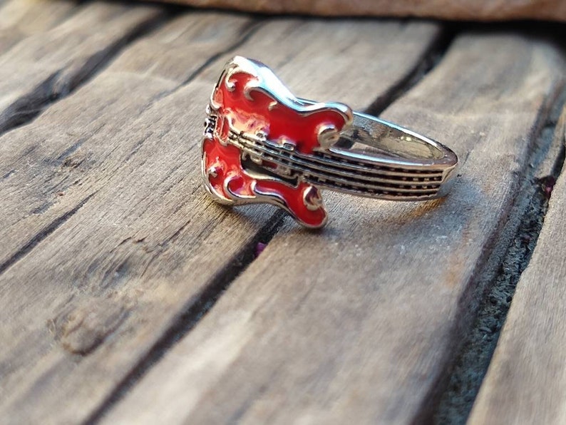 Guitar Ring. Red Guitar Ring. Guitarist Ring. Guitar Player Etsy