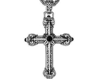 Men's Cross Necklace. Stainless Steel 