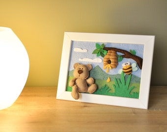 Baby room Woodland decor, nursery 3D frame