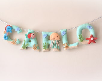 Felt Name Banner: Sea Creature Nursery Decor, Custom Baby Name Sign
