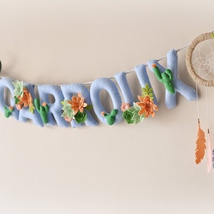 Filz Namensgirlande, Dreamcatcher Sukkulenten Girlande, Namensgirlande, Türschild, Babypartygeschenk, Namensgirlande