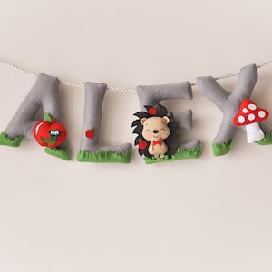 De fieltro nombre banner, decoración cuarto de niños, regalo personalizado, regalo del bebé, guirnalda de nombre niño habitación bebé, letras, nombre de fieltro personalizado, realizado a pedido