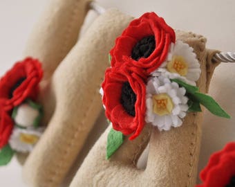 Felt Name Banner: Red Poppy & Daisy Floral Nursery Decor
