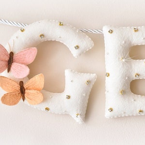 Baby name sign, Butterflies nursery decor, felt name banner, baby shower gift, baby room wall art
