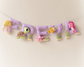 Sea Ocean baby name banner, nursery decor