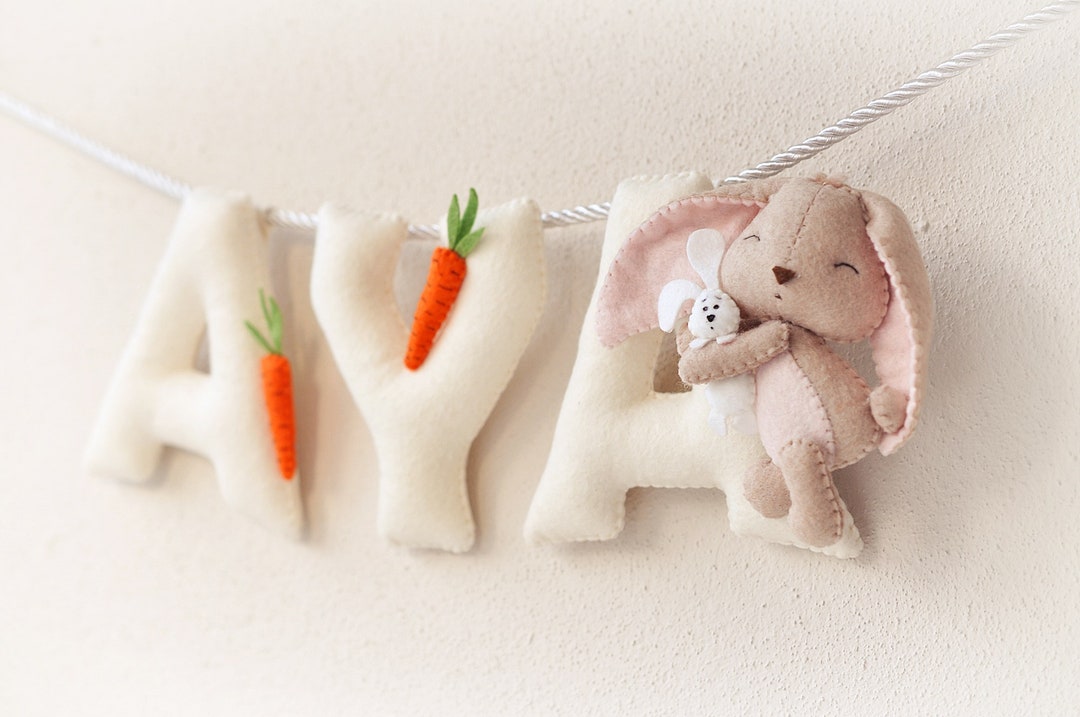 Rabbits Nursery Decor, Baby Name Banner - Etsy