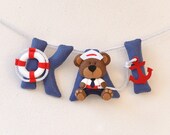 Felt Name Banner: Nautical Teddy Bear Nursery Decor