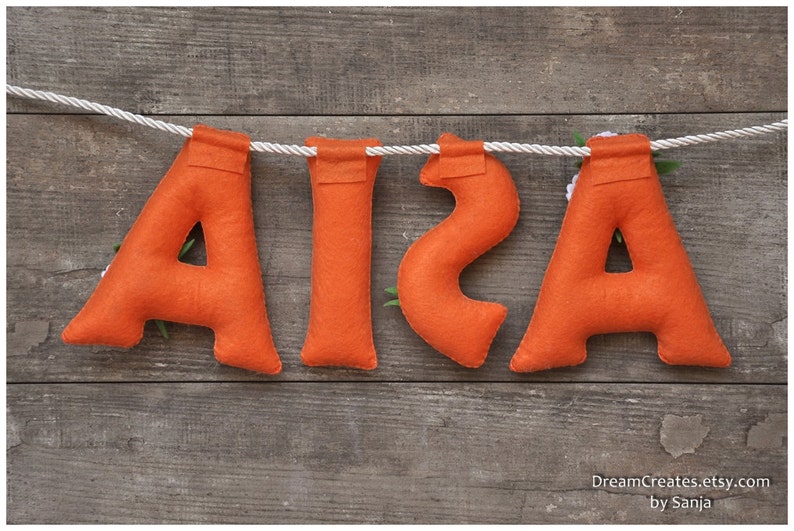 Felt Name Banner: Orange Daisy Nursery Decor - Etsy
