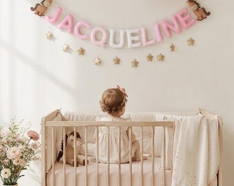 Custom baby name banner, Horses Nursery decor